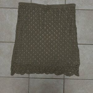 J. Jill  Hand Crochet Beige Linen Blend A-Line Stretch Skirt Size L